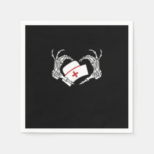 Skeleton Hand Heart Lazy - Halloween Costume Nurse Napkins