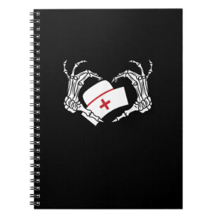 Skeleton Hand Heart Lazy - Halloween Costume Nurse Notebook