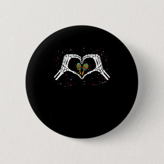 Skeleton Hand Heart Maracas Cinco De Mayo Mexican Button