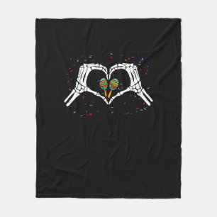 Skeleton Hand Heart Maracas Cinco De Mayo Mexican Fleece Blanket
