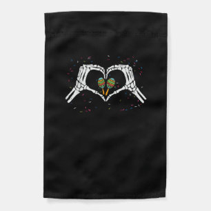Skeleton Hand Heart Maracas Cinco De Mayo Mexican  Garden Flag