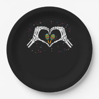 Skeleton Hand Heart Maracas Cinco De Mayo Mexican  Paper Plates