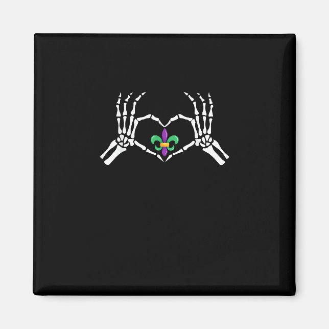 Skeleton Hand Heart Mardi Gras Vibrant Expression Magnet (Front)