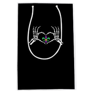 Skeleton Hand Heart Mardi Gras Vibrant Expression Medium Gift Bag