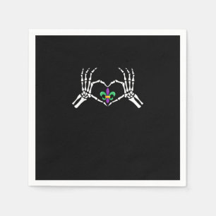 Skeleton Hand Heart Mardi Gras Vibrant Expression Napkins