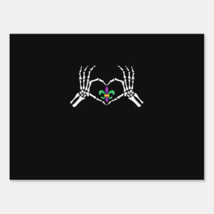 Skeleton Hand Heart Mardi Gras Vibrant Expression Sign