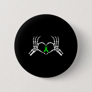 Skeleton Hand Heart Mental Health Awareness Ribbon Button