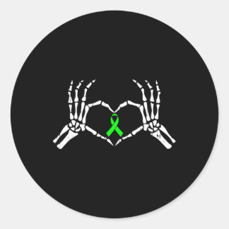 Skeleton Hand Heart Mental Health Awareness Ribbon Classic Round Sticker