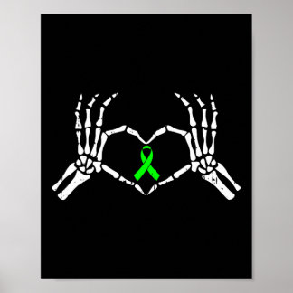 Skeleton Hand Heart Mental Health Awareness Ribbon Poster