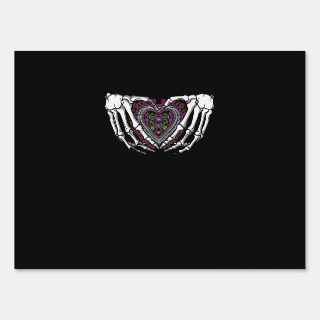 Skeleton Hand Heart Muertos Mexican Day Of Dead Sign (Front)