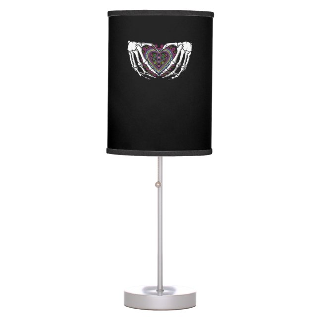 Skeleton Hand Heart Muertos Mexican Day Of Dead Table Lamp (Front)