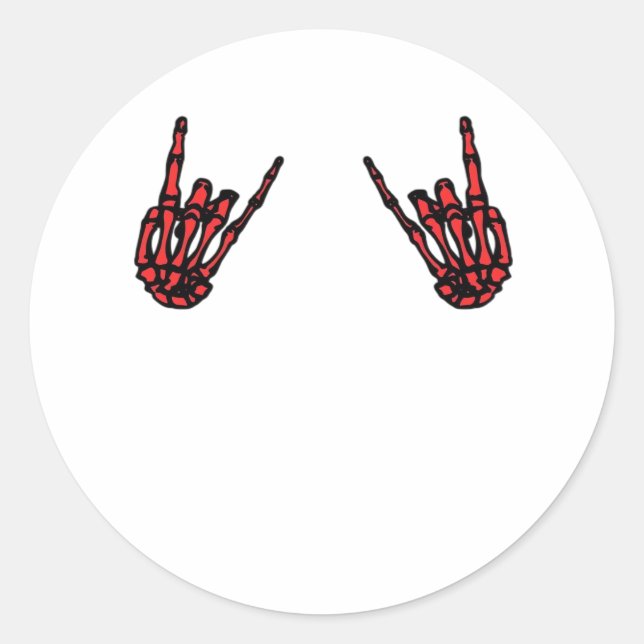 Skeleton Hand Heart Roll & Red Classic  Classic Round Sticker (Front)