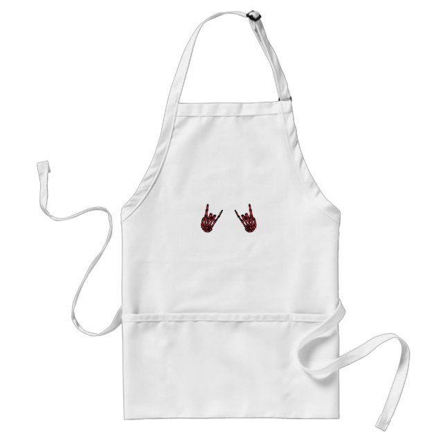 Skeleton Hand Heart Roll Red Classic Look Adult Apron (Front)