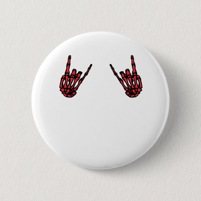 Skeleton Hand Heart Roll Red Classic Look Button (Front)