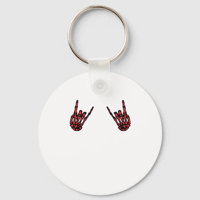 Skeleton Hand Heart Roll Red Classic Look Keychain (Front)
