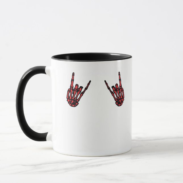 Skeleton Hand Heart Roll Red Classic Look Mug (Left)