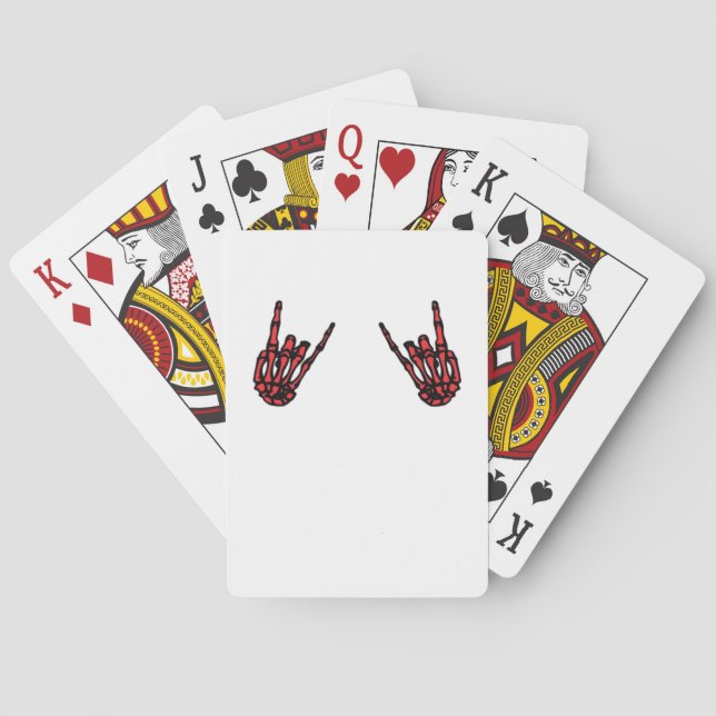 Skeleton Hand Heart Roll Red Classic Look Poker Cards (Back)