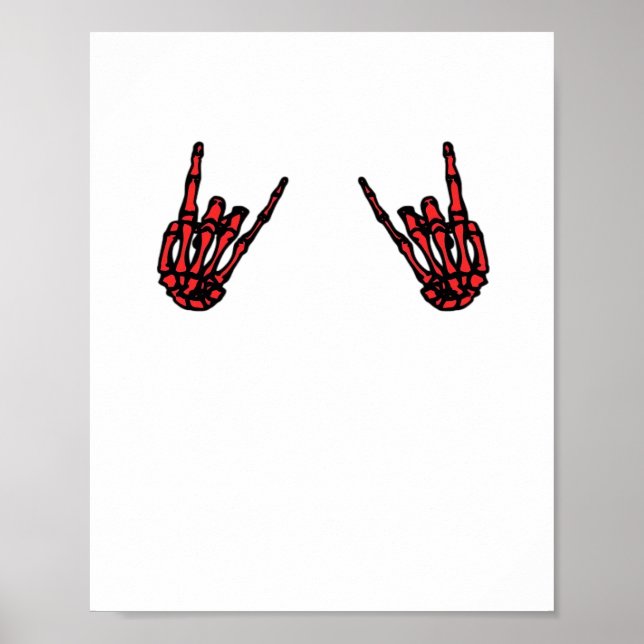 Skeleton Hand Heart Roll Red Classic Look Poster (Front)