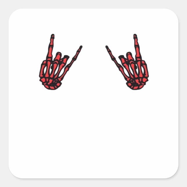 Skeleton Hand Heart Roll Red Classic Look Square Sticker (Front)