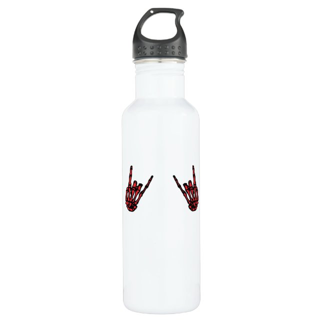Skeleton Hand Heart Roll Red Classic Look Stainless Steel Water Bottle (Front)