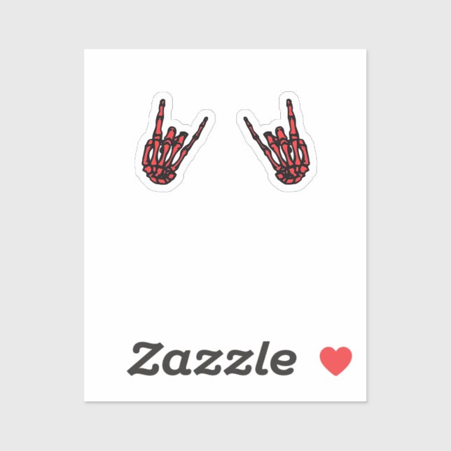 Skeleton Hand Heart Roll Red Classic Look Sticker (Sheet)