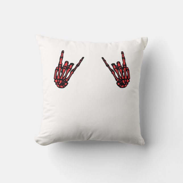 Skeleton Hand Heart Roll Red Classic Look Throw Pillow (Front)