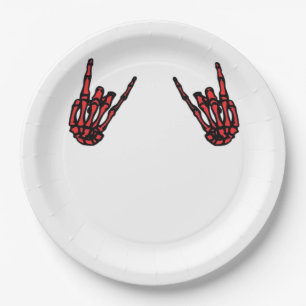 Skeleton Hand Heart Roll & Red Classic  Paper Plates