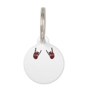 Skeleton Hand Heart Roll & Red Classic Pet ID Tag