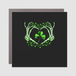 Skeleton Hand Heart Shamrock St Patricks Day Paddy Car Magnet