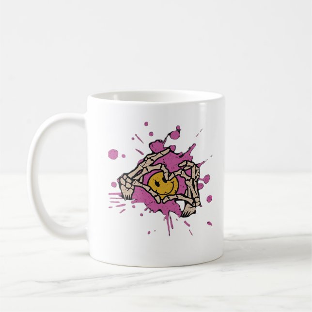 Skeleton Hand Heart Show Classic Style Coffee Mug (Left)
