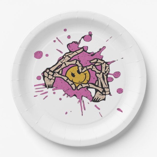 Skeleton Hand Heart Show Classic Style Paper Plates (Front)