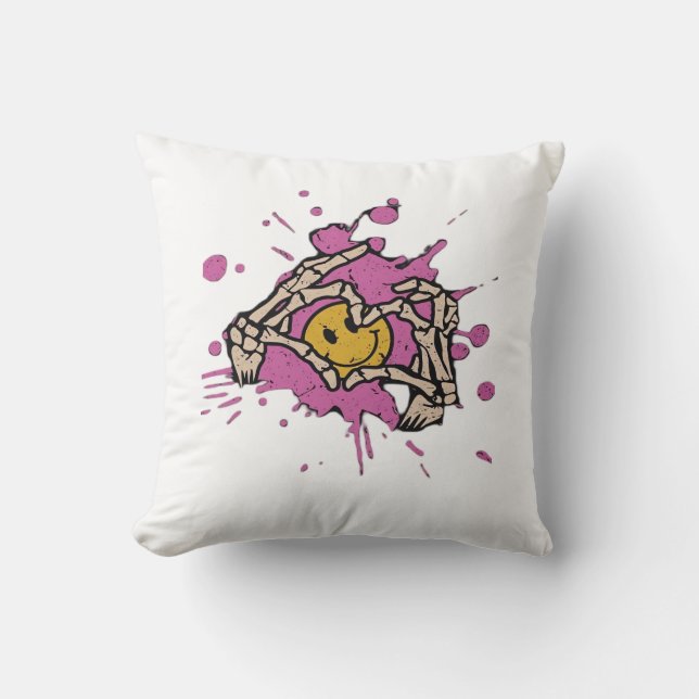 Skeleton Hand Heart Show Classic Style Throw Pillow (Front)