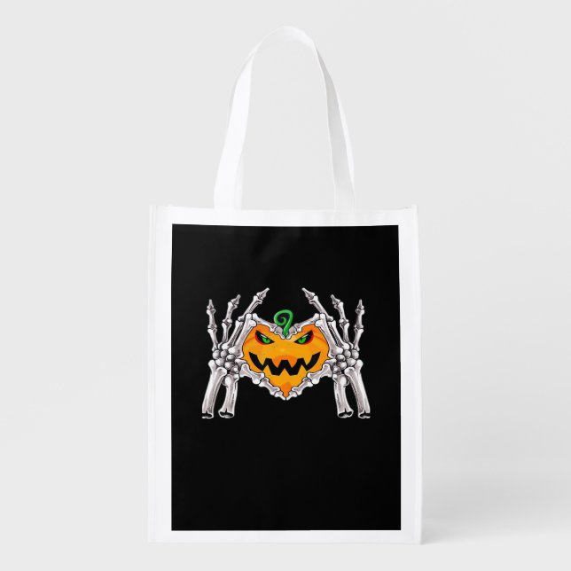 Skeleton Hand Heart Sign Bone Costume Unique Touch Grocery Bag (Front)