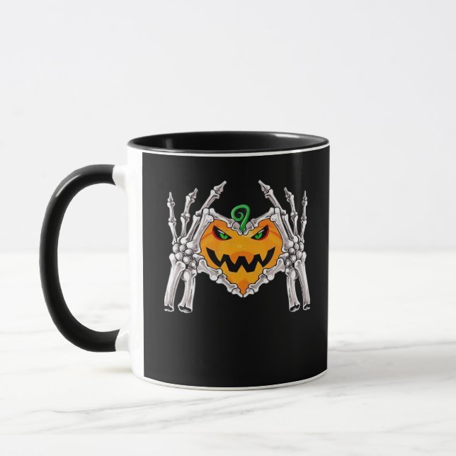 Skeleton Hand Heart Sign Bone Costume Unique Touch Mug (Left)
