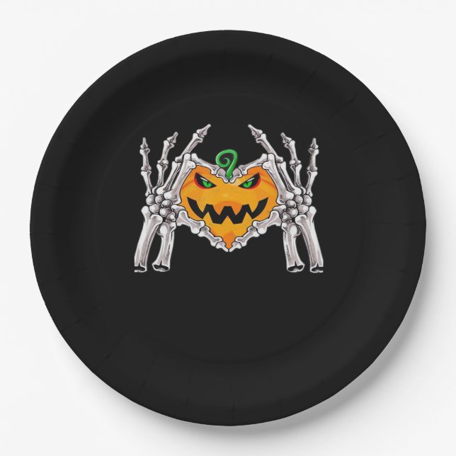 Skeleton Hand Heart Sign Bone Costume Unique Touch Paper Plates (Front)