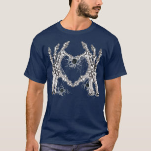 Skeleton Hand Heart Sign Bones Costume Funny Hallo T-Shirt