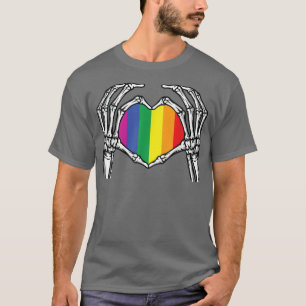 Skeleton Hand Heart Sign Bones Costume Funny LGBT  T-Shirt