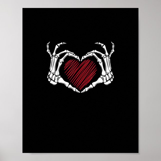 Skeleton Hand Heart Sign Costume Halloween Classic (Front)