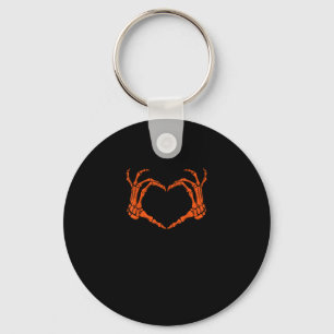 Skeleton Hand Heart Sign Costume Halloween Design Keychain