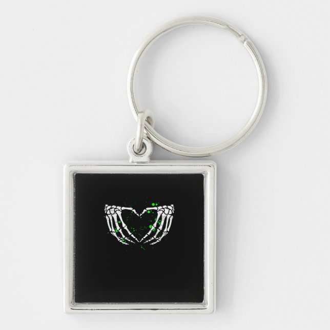 Skeleton Hand Heart Sign Costume Halloween Keychain (Front)