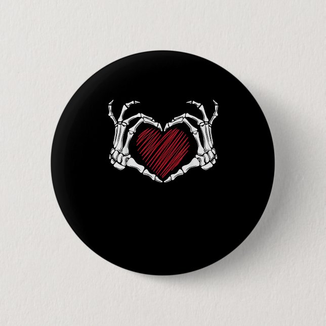 Skeleton Hand Heart Sign Costume Trending Hallowee Button (Front)