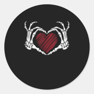 Skeleton Hand Heart Sign Costume Trending Hallowee Classic Round Sticker