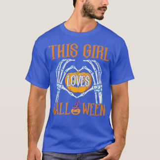 Skeleton Hand Heart Sign This Girl Who Loves Hallo T-Shirt