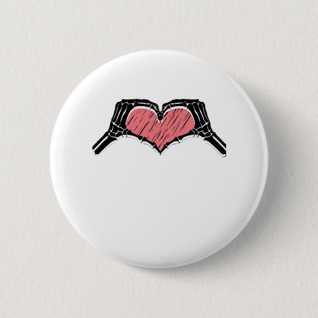 Skeleton Hand Heart Sign Valentines Day Classic Button (Front)