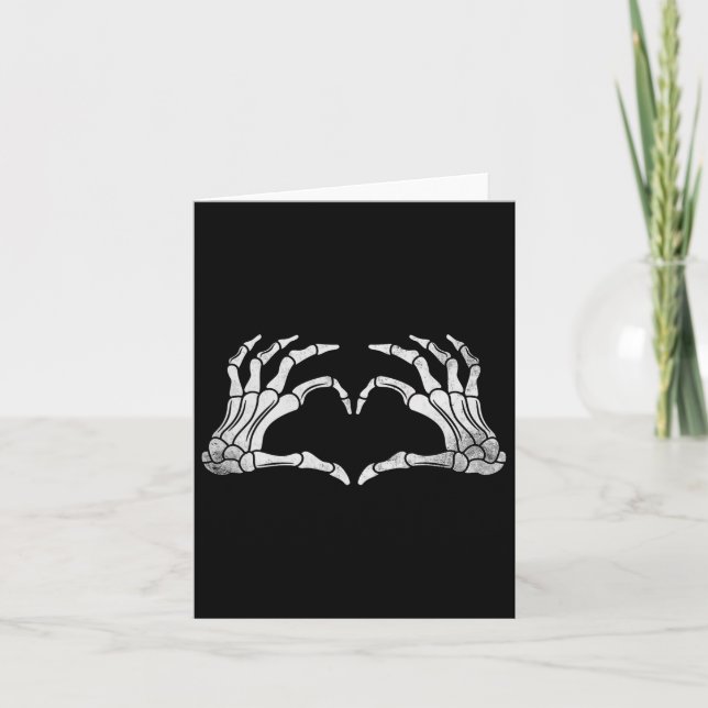Skeleton Hand Heart Sign Vintage Halloween Costume Card (Front)