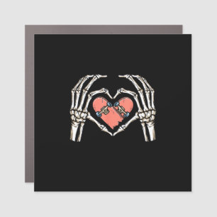 Skeleton Hand Heart Skateboard Valentines Day Funn Car Magnet
