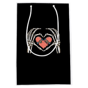Skeleton Hand Heart Skateboard Valentines Day Funn Medium Gift Bag