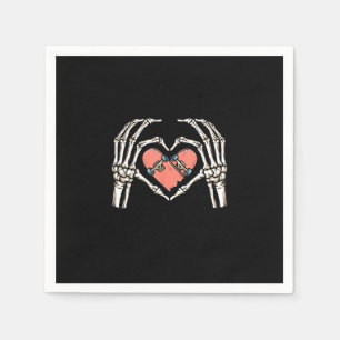 Skeleton Hand Heart Skateboard Valentines Day Funn Napkins