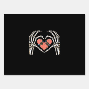 Skeleton Hand Heart Skateboard Valentines Day Funn Sign