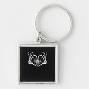 Skeleton Hand Heart Spiderweb Halloween Cobweb Keychain